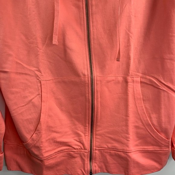Seed to Style Organic Cotton Solid French Terry Zip-Up Hoodie Coral Large NWT - Picture 7 of 14